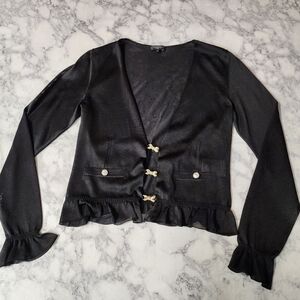 Chanel Silk Diamante Bow Cardigan
